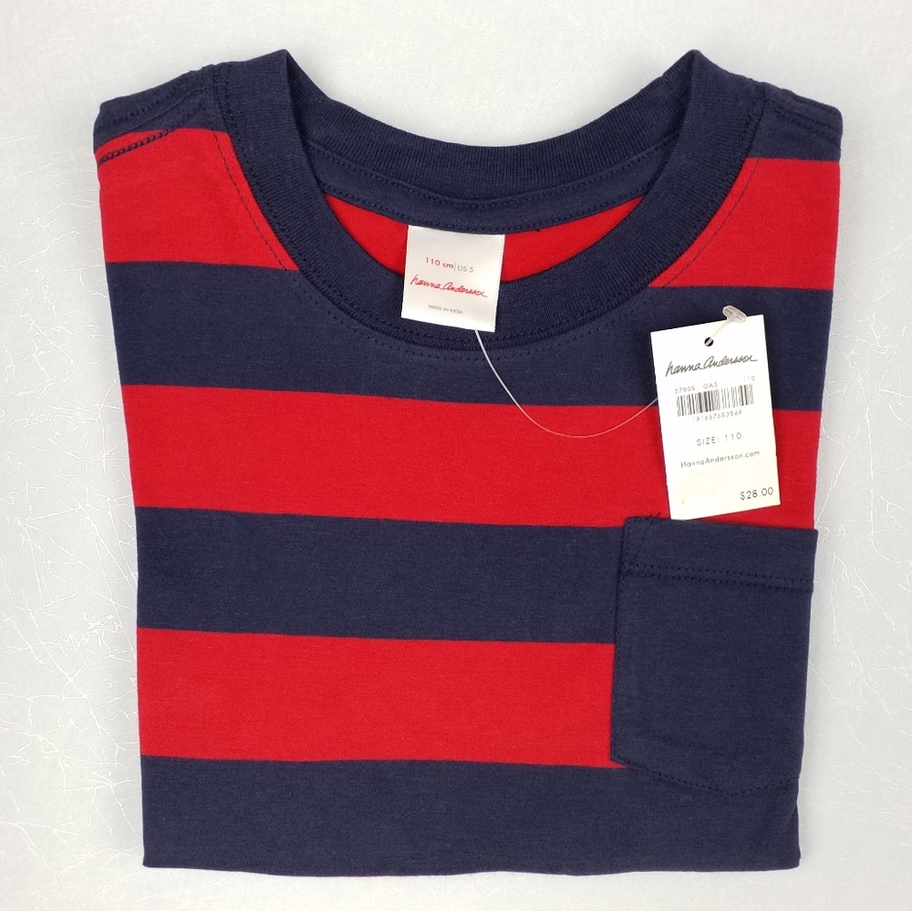 NWT Hanna Andersson | Red Striped Pocket T-Shirt